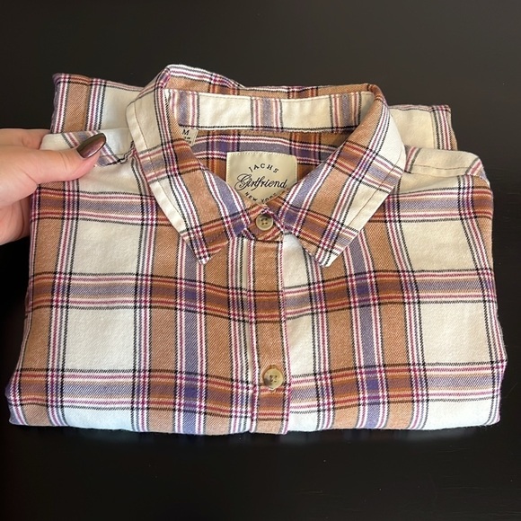 Jachs Girlfriend women’s flannel plaid shacket with pockets, buttondown, sz M - Picture 14 of 14